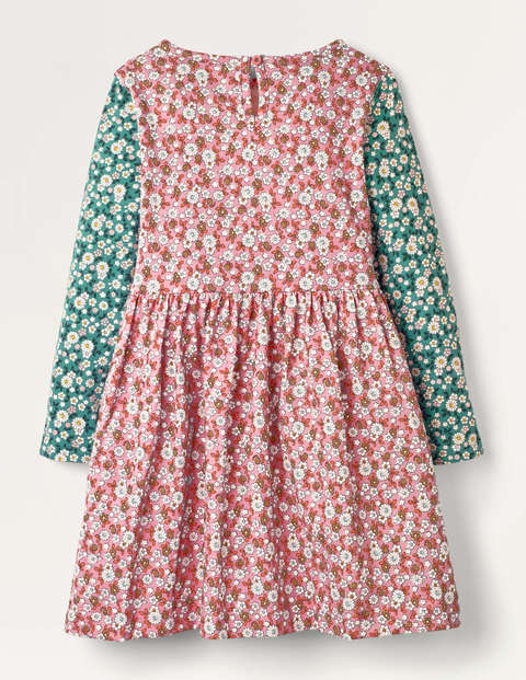 Appliqué Hotchpotch Dress - Red Vintage Daisy Horse Appliqué Hotchpotch Dress - Red Vintage Daisy Horse