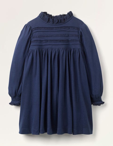 Pin Tuck Jersey Dress - College Navy Pin Tuck Jersey Dress - College Navy
