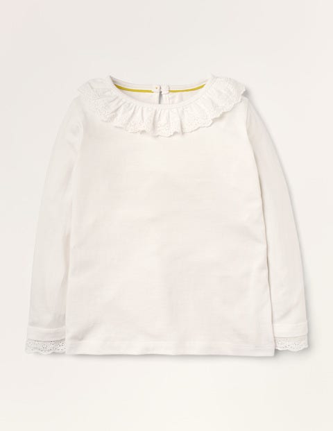 Broderie Collar Jersey Top - Ivory Broderie Collar Jersey Top - Ivory