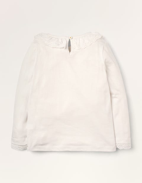 Broderie Collar Jersey Top - Ivory Broderie Collar Jersey Top - Ivory