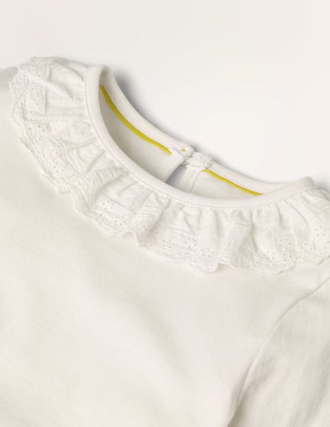 Broderie Collar Jersey Top - Ivory Broderie Collar Jersey Top - Ivory