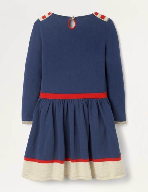 Bow Knitted Dress - College Navy Bow Bow Knitted Dress - College Navy Bow