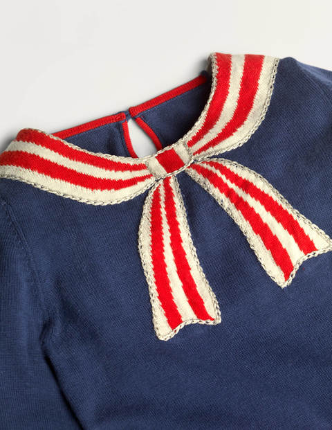 Bow Knitted Dress - College Navy Bow Bow Knitted Dress - College Navy Bow