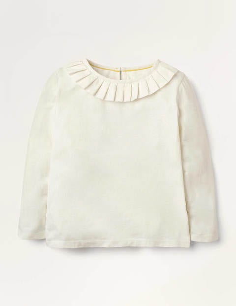 Pleated Collar Jersey Top - Ivory Pleated Collar Jersey Top - Ivory