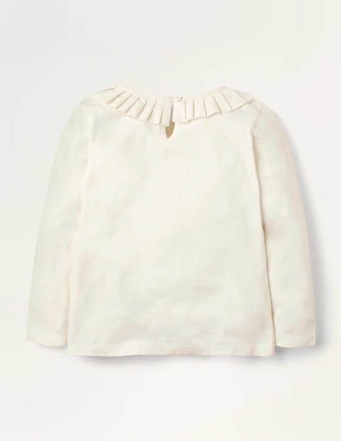 Pleated Collar Jersey Top - Ivory Pleated Collar Jersey Top - Ivory