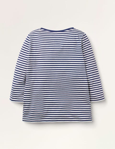 Embroidered Stripy T-shirt - College Blue/ Ivory Rainbow Embroidered Stripy T-shirt - College Blue/ Ivory Rainbow