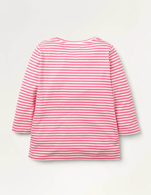 Embroidered Stripy T-shirt - Ivory/ Bright Camellia Bee Embroidered Stripy T-shirt - Ivory/ Bright Camellia Bee