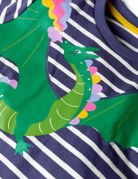 T-Shirt mit Tiermotiv - Naturweiß/Segelblau, Drache T-Shirt mit Tiermotiv - Naturweiß/Segelblau, Drache