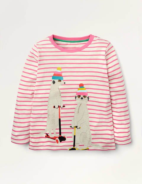 T-Shirt mit Tiermotiv - Naturweiß/Rosarot, Erdmännchen T-Shirt mit Tiermotiv - Naturweiß/Rosarot, Erdmännchen