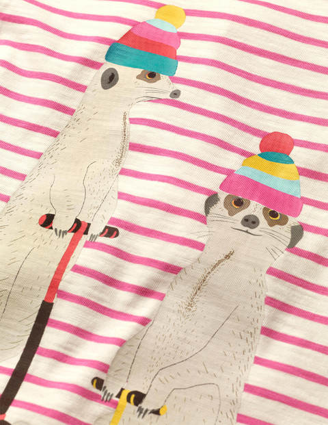 T-Shirt mit Tiermotiv - Naturweiß/Rosarot, Erdmännchen T-Shirt mit Tiermotiv - Naturweiß/Rosarot, Erdmännchen
