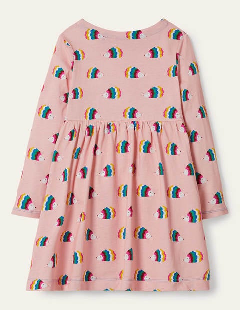Long Sleeve Fun Jersey Dress - Multi Hedgehogs Long Sleeve Fun Jersey Dress - Multi Hedgehogs