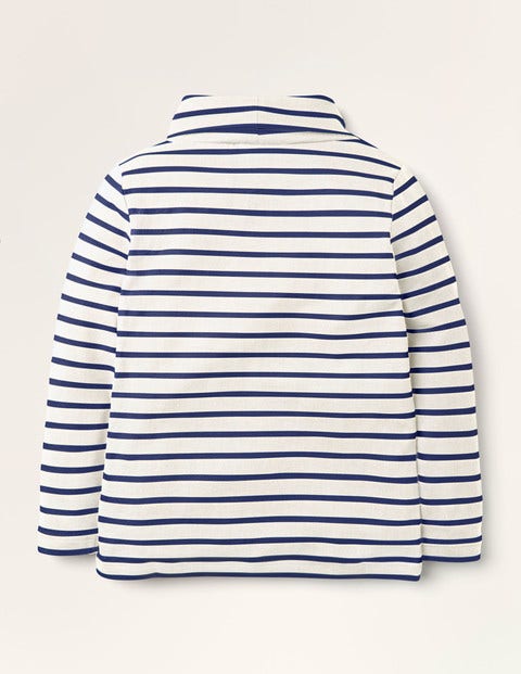 Roll Neck Supersoft T-shirt - Ivory/ Starboard Blue Roll Neck Supersoft T-shirt - Ivory/ Starboard Blue
