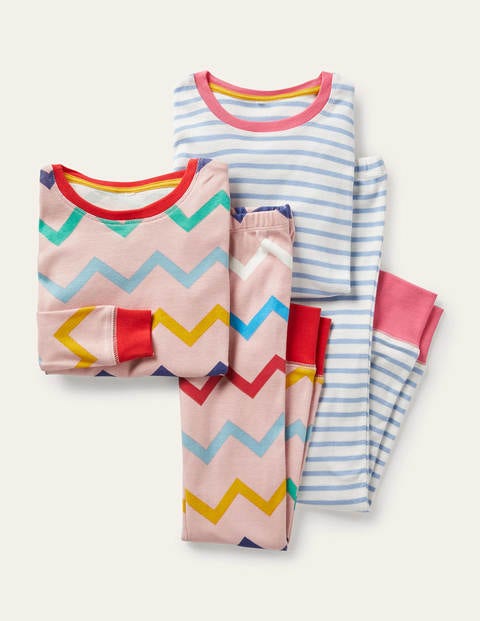 Twin Pack Long John Pajamas - Rainbow Chevron/ Blue Stripe Twin Pack Long John Pajamas - Rainbow Chevron/ Blue Stripe