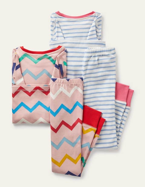 Twin Pack Long John Pajamas - Rainbow Chevron/ Blue Stripe Twin Pack Long John Pajamas - Rainbow Chevron/ Blue Stripe