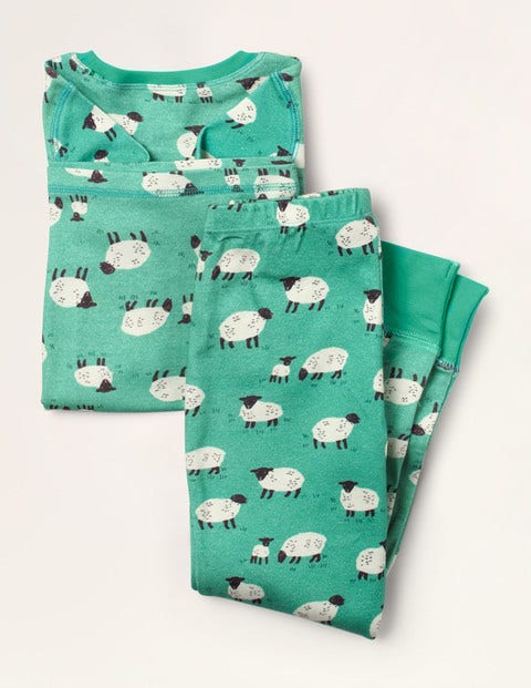 Cosy Long John Pajamas - Asparagus Green Sheep Cosy Long John Pajamas - Asparagus Green Sheep