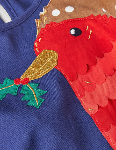 Big Appliqué Jersey Dress - Starboard Blue Robin Big Appliqué Jersey Dress - Starboard Blue Robin
