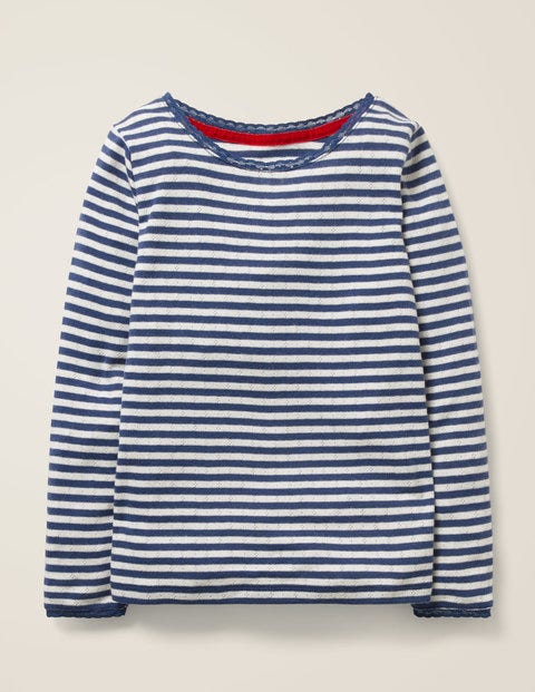 Supersoft Pointelle T-shirt - Starboard Blue/Ivory