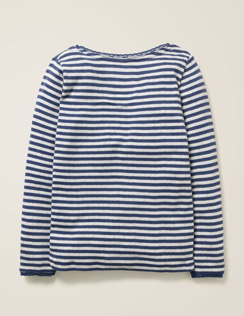 Supersoft Pointelle T-shirt - Starboard Blue/Ivory