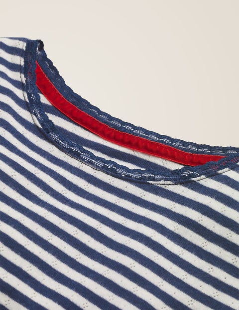 Supersoft Pointelle T-shirt - Starboard Blue/Ivory