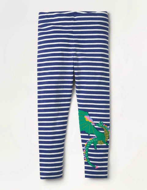 Fun Appliqué Leggings - Starboard Blue/ Ivory Dragon Fun Appliqué Leggings - Starboard Blue/ Ivory Dragon