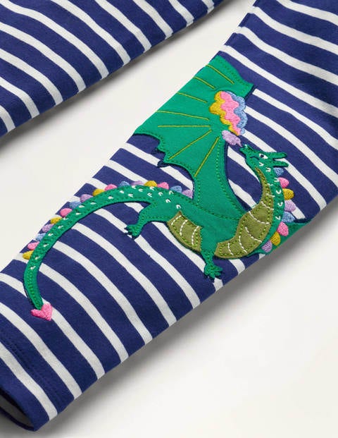 Fun Appliqué Leggings - Starboard Blue/ Ivory Dragon Fun Appliqué Leggings - Starboard Blue/ Ivory Dragon