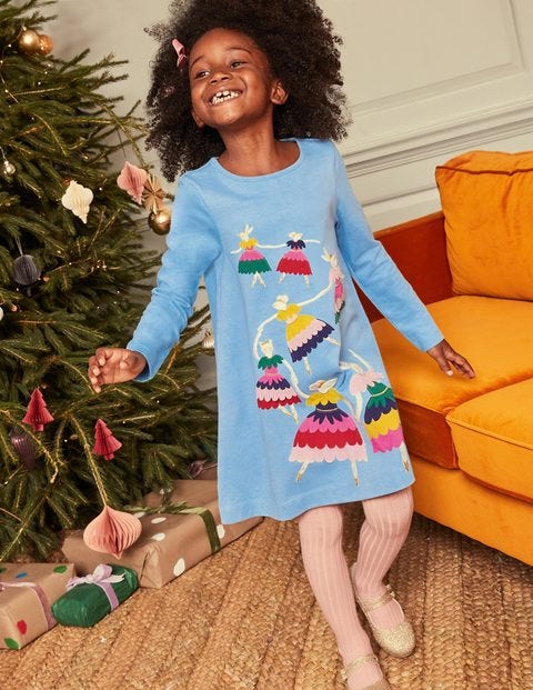 Bunny Ballerina Appliqué Dress - Frost Blue Ballerina Bunny Ballerina Appliqué Dress - Frost Blue Ballerina