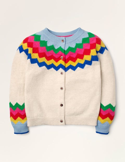 Gilet cosy à motif jacquard - Ecru Rainbow Chevron Gilet cosy à motif jacquard - Ecru Rainbow Chevron