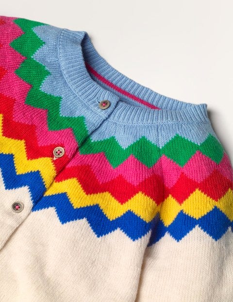 Gilet cosy à motif jacquard - Ecru Rainbow Chevron Gilet cosy à motif jacquard - Ecru Rainbow Chevron