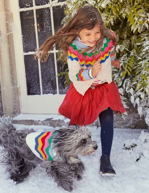 Gilet cosy à motif jacquard - Ecru Rainbow Chevron Gilet cosy à motif jacquard - Ecru Rainbow Chevron