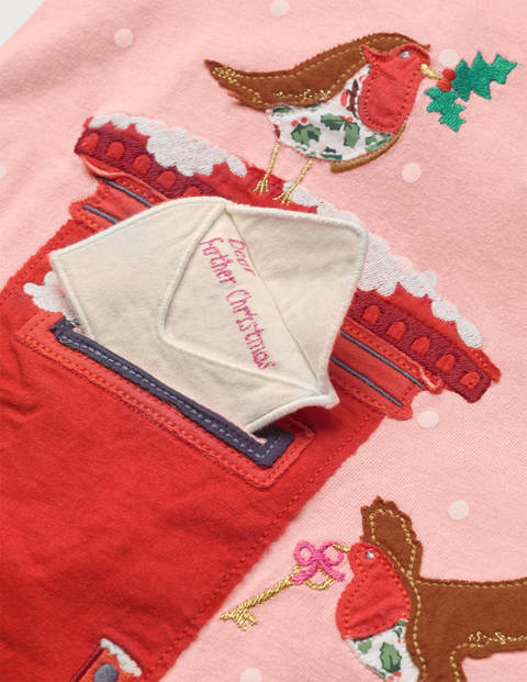 Festive Lift the Flap T-shirt - Boto Pink Robins Festive Lift the Flap T-shirt - Boto Pink Robins