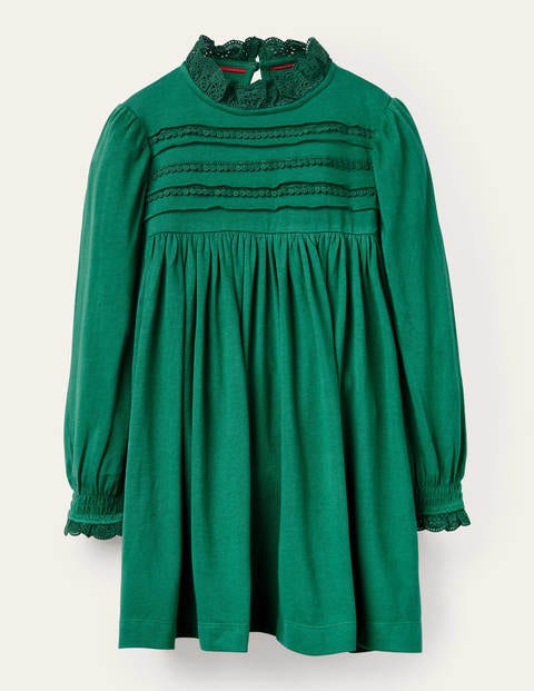 Pin Tuck Jersey Dress - Forest Green Pin Tuck Jersey Dress - Forest Green