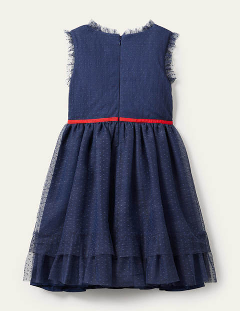 Tüll-Partykleid mit Verzierungen - Schuluniform-Navy, Rotkehlchen Tüll-Partykleid mit Verzierungen - Schuluniform-Navy, Rotkehlchen