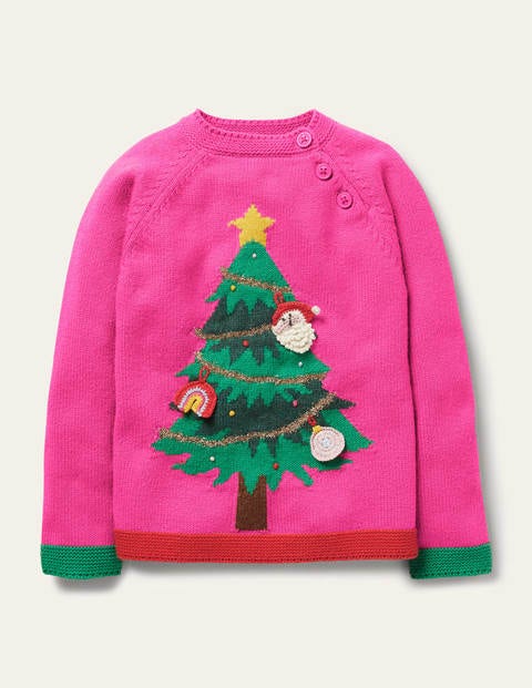 Festlicher Pullover mit Weihnachtsbaum - Rosarot Festlicher Pullover mit Weihnachtsbaum - Rosarot