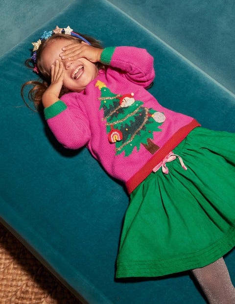 Festlicher Pullover mit Weihnachtsbaum - Rosarot Festlicher Pullover mit Weihnachtsbaum - Rosarot