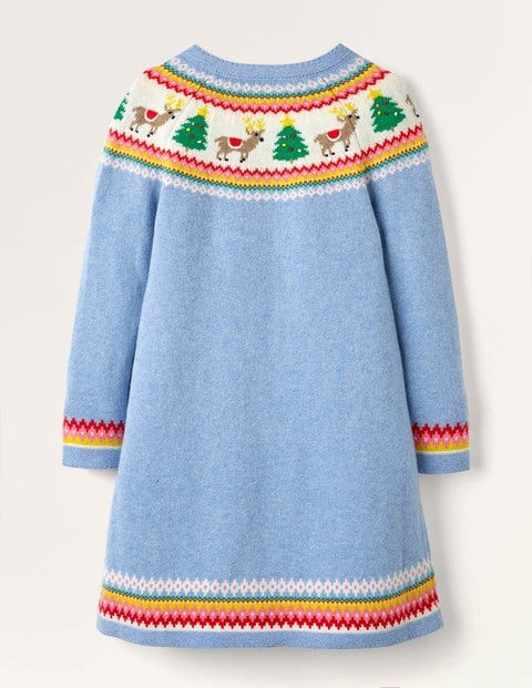 Festliches Fair-Isle-Kleid - Eisblau, Rentier Festliches Fair-Isle-Kleid - Eisblau, Rentier