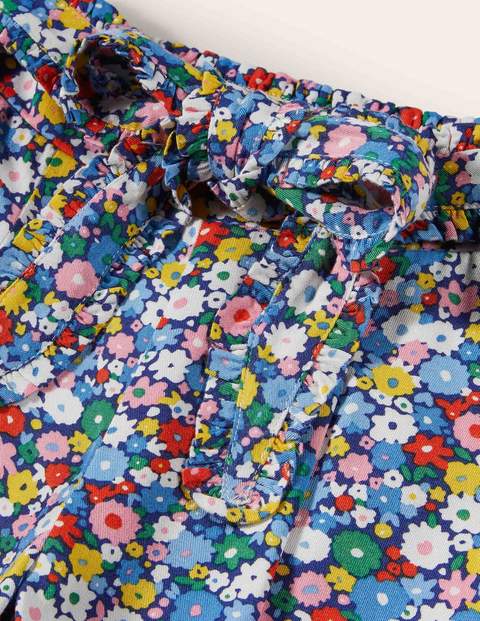 Tie Waist Printed Pants - Elizabethan Blue Flowerpatch Tie Waist Printed Pants - Elizabethan Blue Flowerpatch
