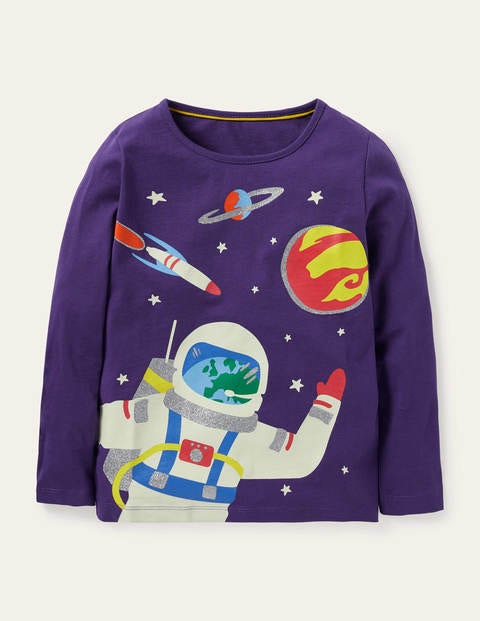 Im Dunkeln leuchtendes Oberteil - Juwelenviolett, Astronaut Im Dunkeln leuchtendes Oberteil - Juwelenviolett, Astronaut