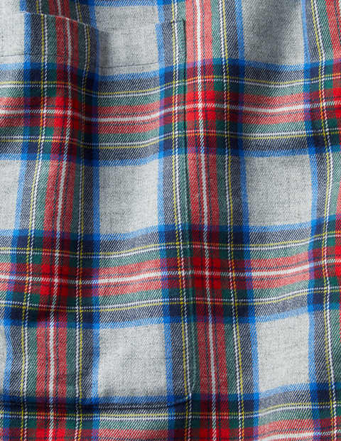 Bademantel aus gebürsteter Baumwolle - Grau Meliert/Bunt, Kariert Bademantel aus gebürsteter Baumwolle - Grau Meliert/Bunt, Kariert