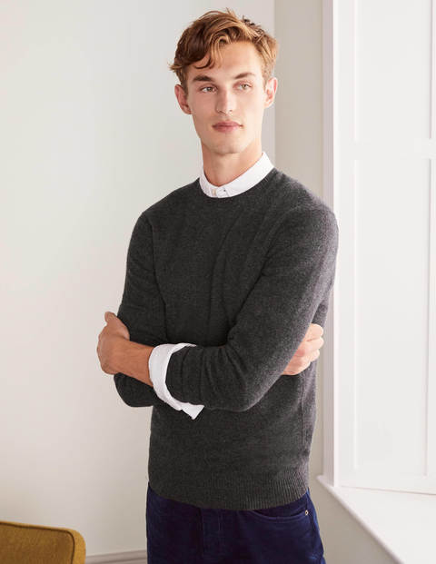 Kaschmirpullover mit Rundhalsausschnitt - Dunkelgrau Melange Kaschmirpullover mit Rundhalsausschnitt - Dunkelgrau Melange