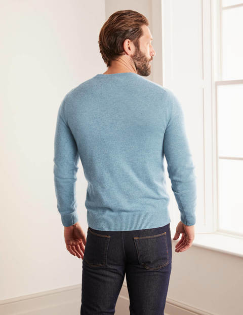 Pastel Blue Cashmere Crew Neck Jumper - Topaz Blue Pastel Blue Cashmere Crew Neck Jumper - Topaz Blue
