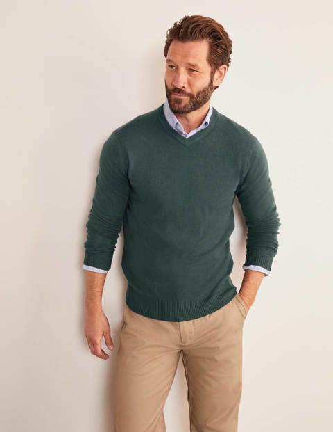 Kaschmirpullover mit V-Ausschnitt - Richmond-Grün Kaschmirpullover mit V-Ausschnitt - Richmond-Grün