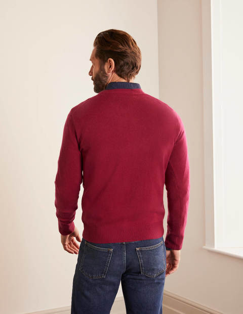 Kaschmirpullover mit V-Ausschnitt - Dunkles Himbeerrosa Kaschmirpullover mit V-Ausschnitt - Dunkles Himbeerrosa