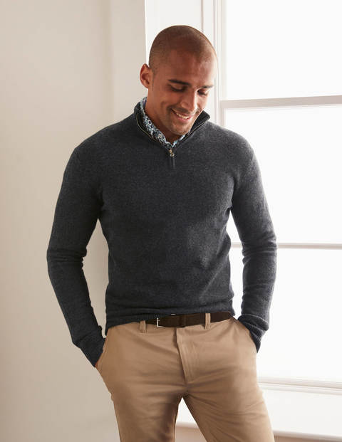 Cashmere Half-Zip - Dark Grey Melange Cashmere Half-Zip - Dark Grey Melange