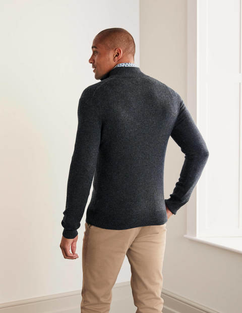 Cashmere Half-Zip - Dark Grey Melange Cashmere Half-Zip - Dark Grey Melange