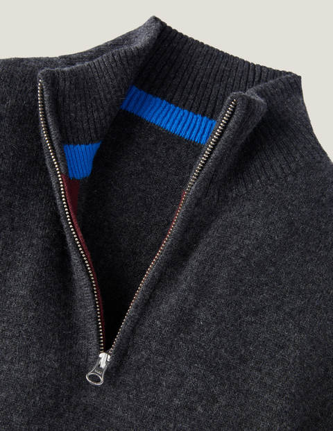 Cashmere Half-Zip - Dark Grey Melange Cashmere Half-Zip - Dark Grey Melange