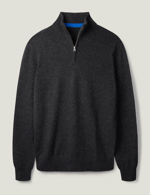 Cashmere Half-Zip - Dark Grey Melange Cashmere Half-Zip - Dark Grey Melange