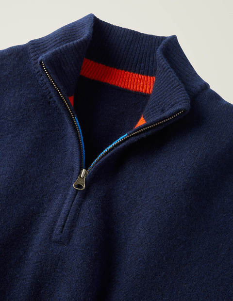 Pull partiellement zippé en cachemire - Bleu marine Pull partiellement zippé en cachemire - Bleu marine