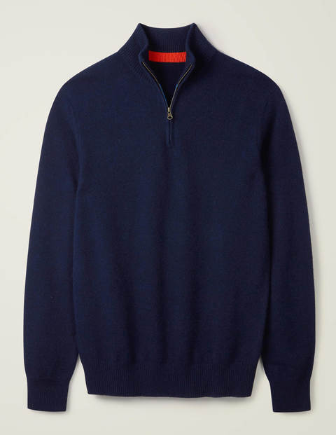 Pull partiellement zippé en cachemire - Bleu marine Pull partiellement zippé en cachemire - Bleu marine