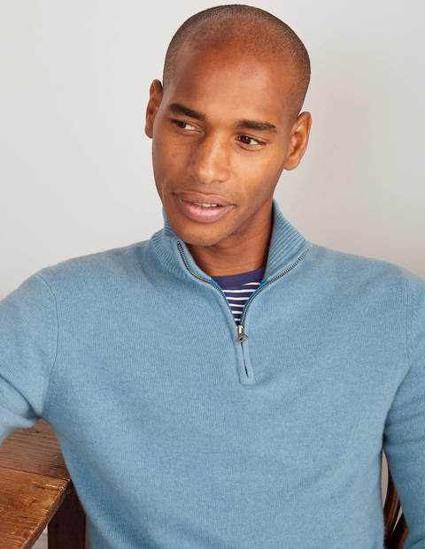 Cashmere Half-Zip - Storm Blue Cashmere Half-Zip - Storm Blue