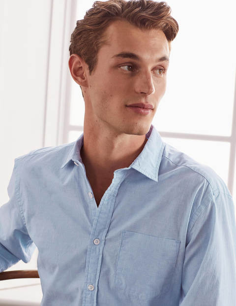 Poplin Cutaway Collar Shirt - Blue End on End Poplin Cutaway Collar Shirt - Blue End on End